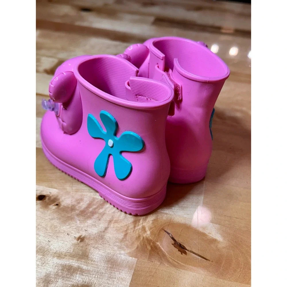 Mini Melissa Jeremy Scott Rain Boots Kids 6/7 Pink Excellent Bear Collaboration